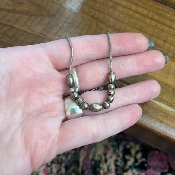 Vintage 90s Classic 925 Sterling Silver Beaded Delicate Minimalist Necklace B3 - Picture 6 of 10